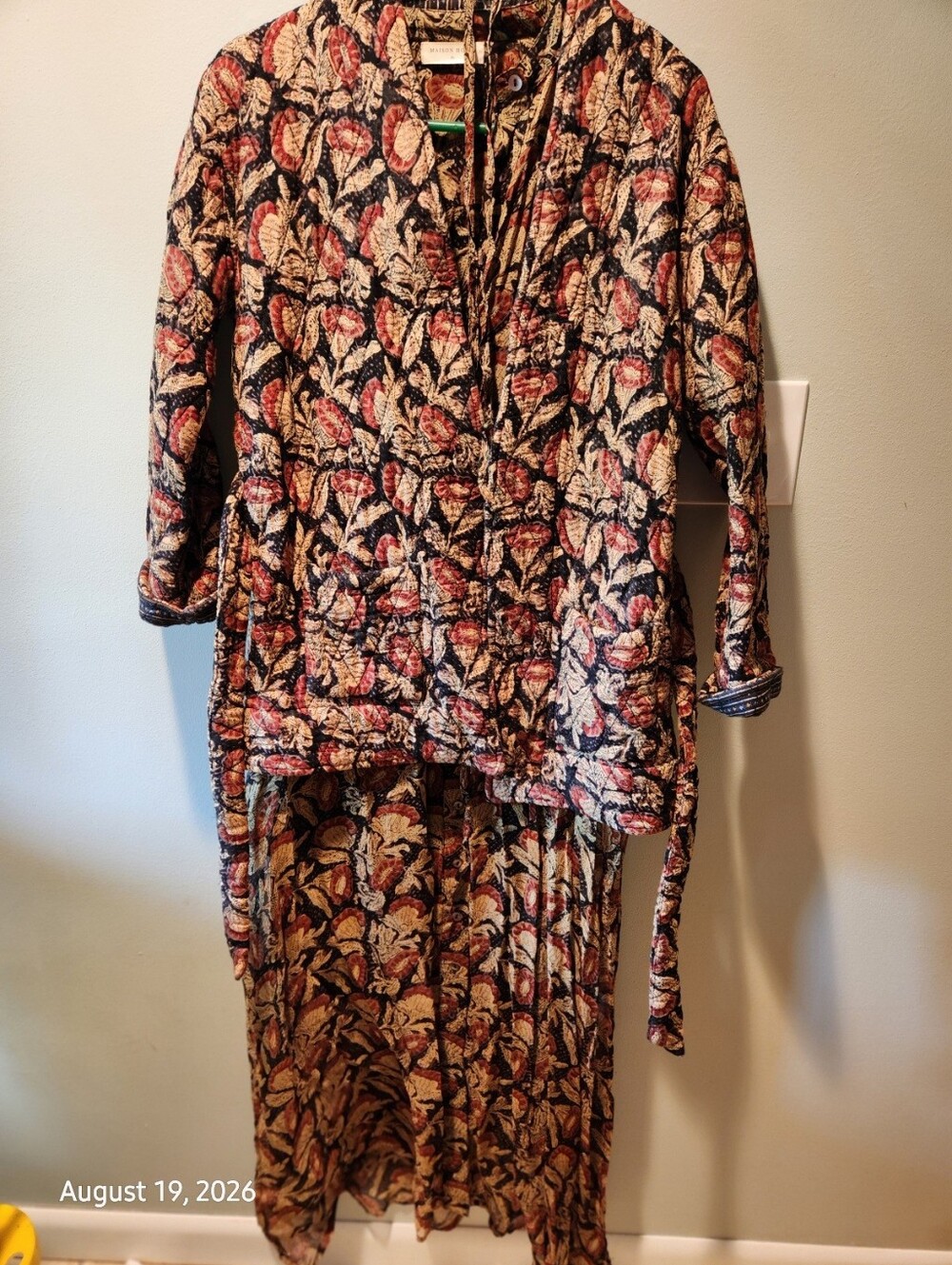 Maison Hotel Jade Maxi Dress In Amber Caramel With Matching Kimono Jacket